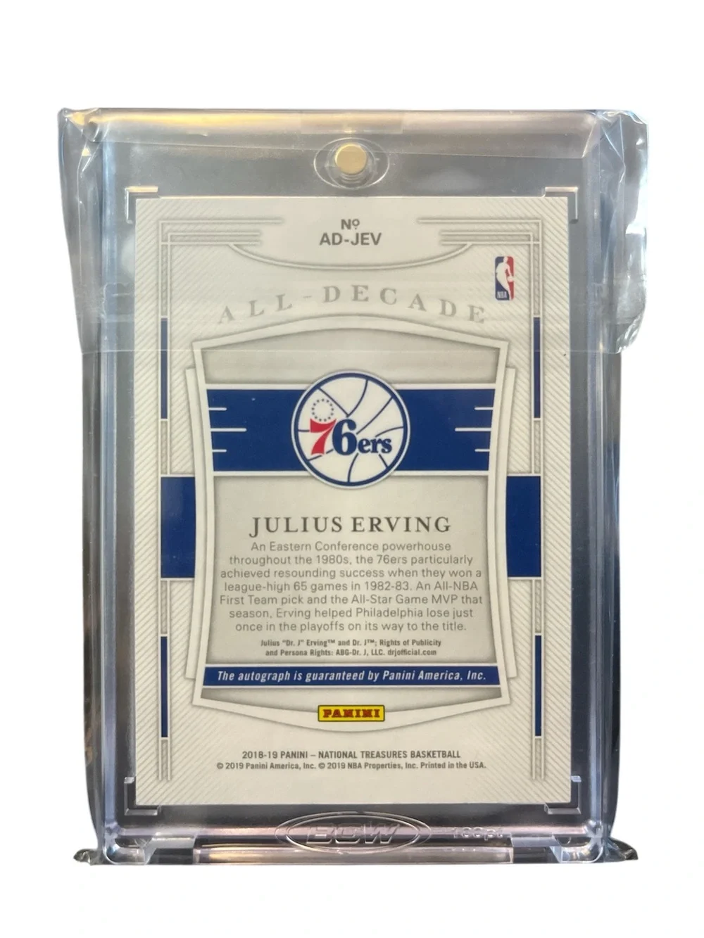 National Treasures Julius Erving All-Decade 1980s Autograph Card - bronze